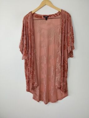 Torrid Coral Floral Burnout Velvet Kimono Cardian